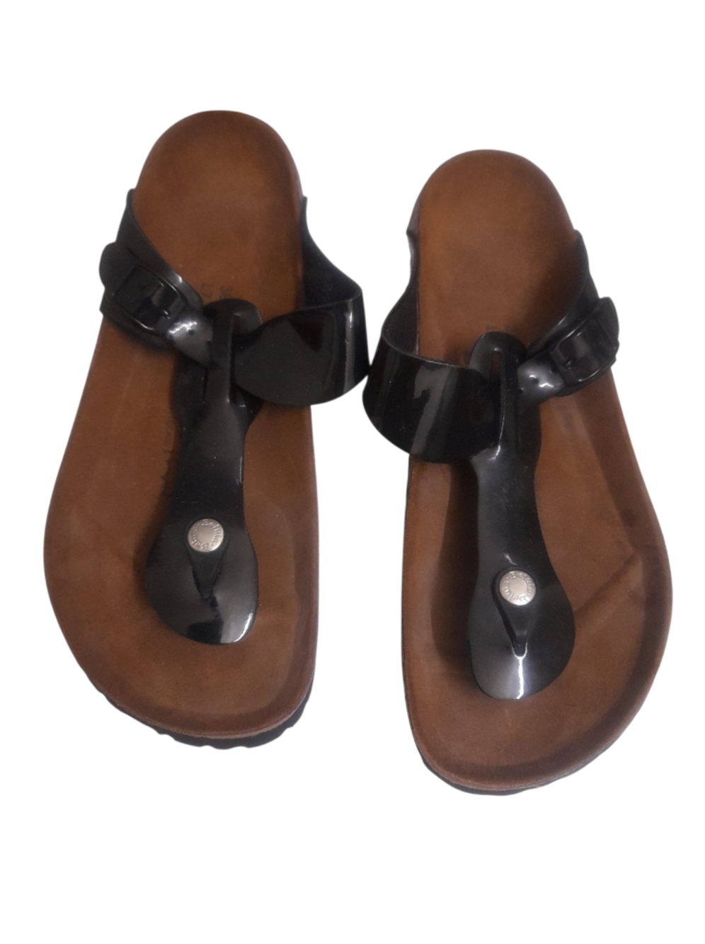Birkenstock Betula Gizeh Patent Sandals Slides in Black